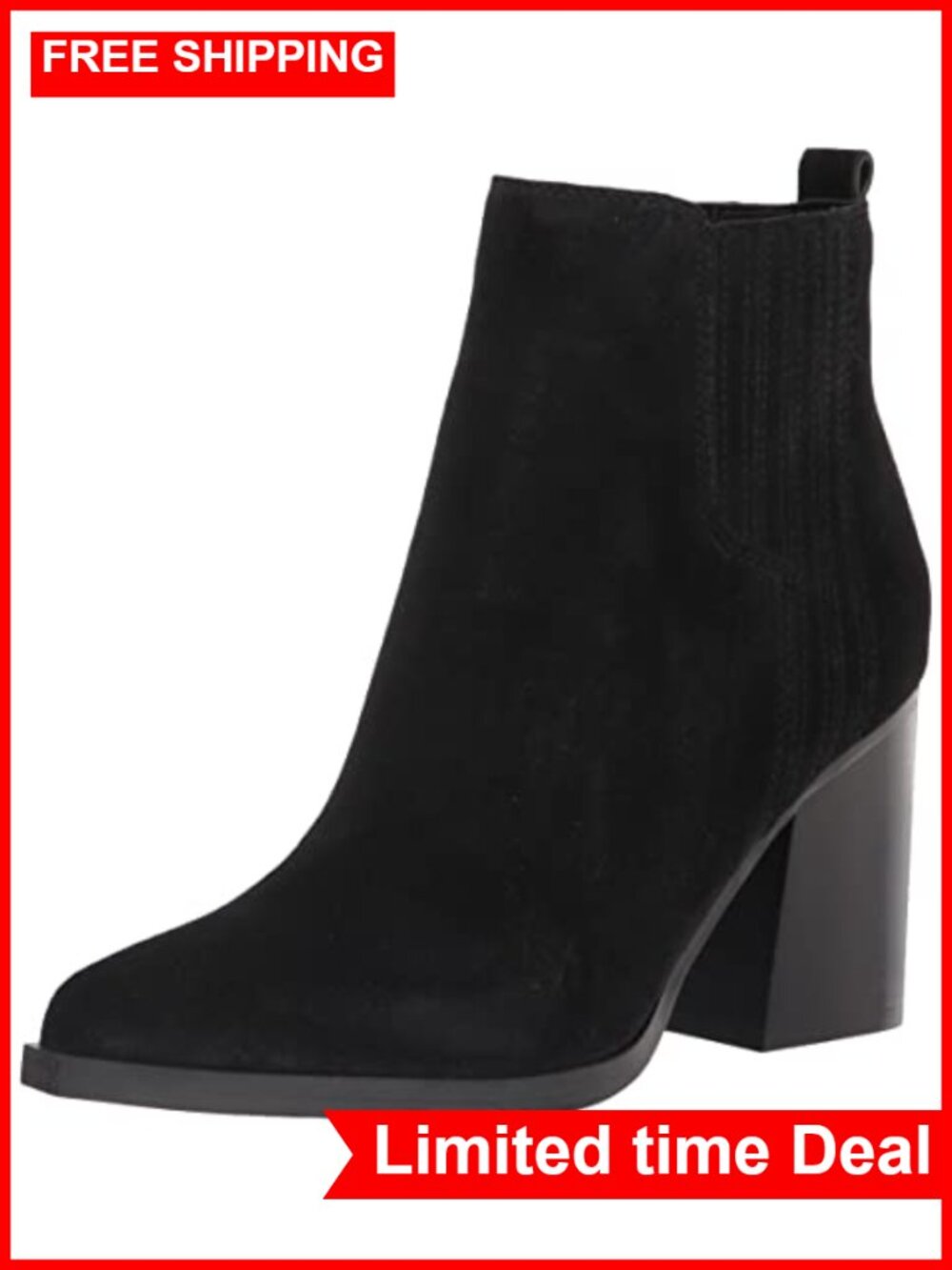 Marc Fisher Matter Suede Stacked Heel Pointed Toe Slip-On Ankle Bootie